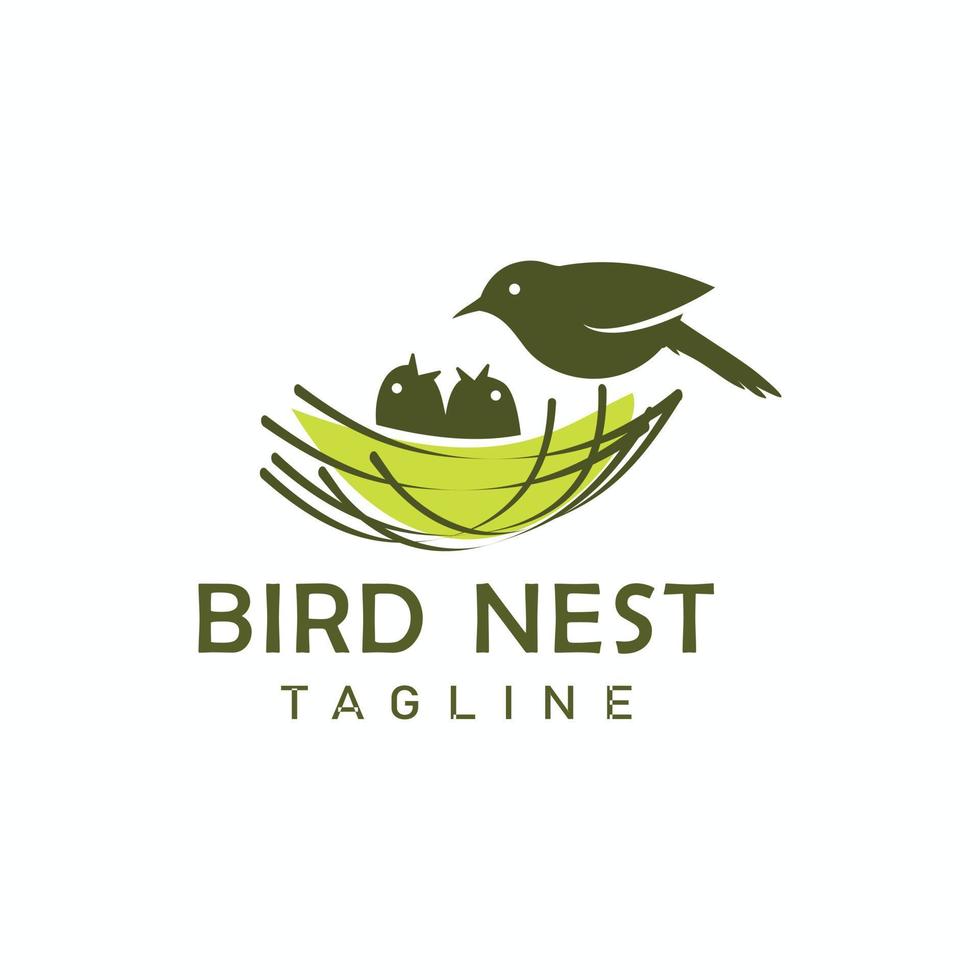 Ilustración de vector de plantilla de diseño de logotipo de nido de pájaro
