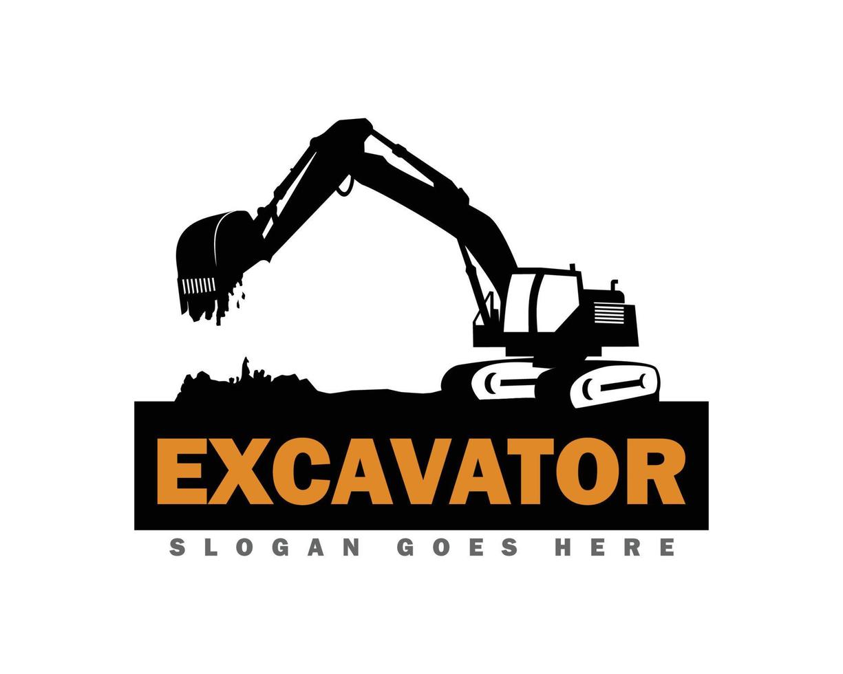 Excavator logo template, heavy equipment for construction logo vector