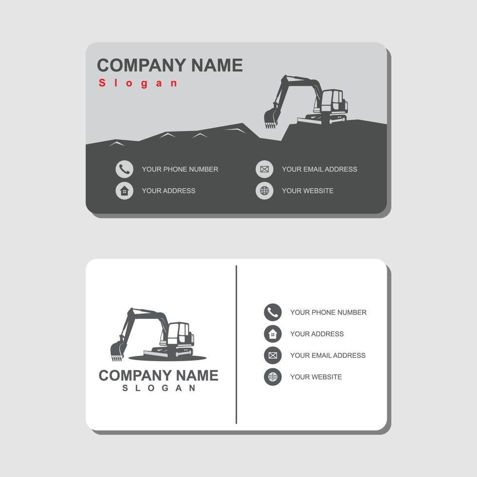 Excavator logo and business card vector template