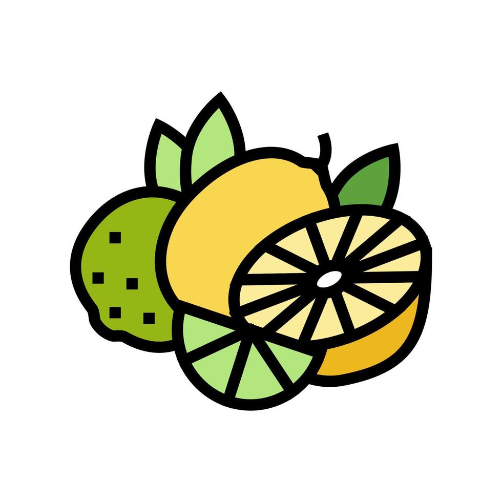 rama limón y lima color icono vector ilustración