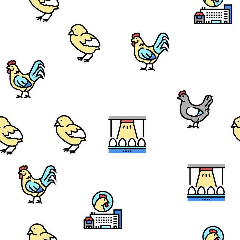 Chicken Meat Factory Vector Seamless Pattern