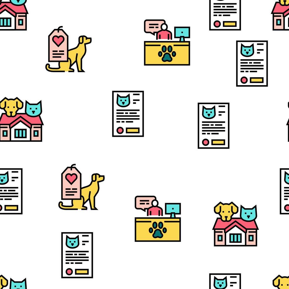 Animal Pet Shelter Vector Seamless Pattern