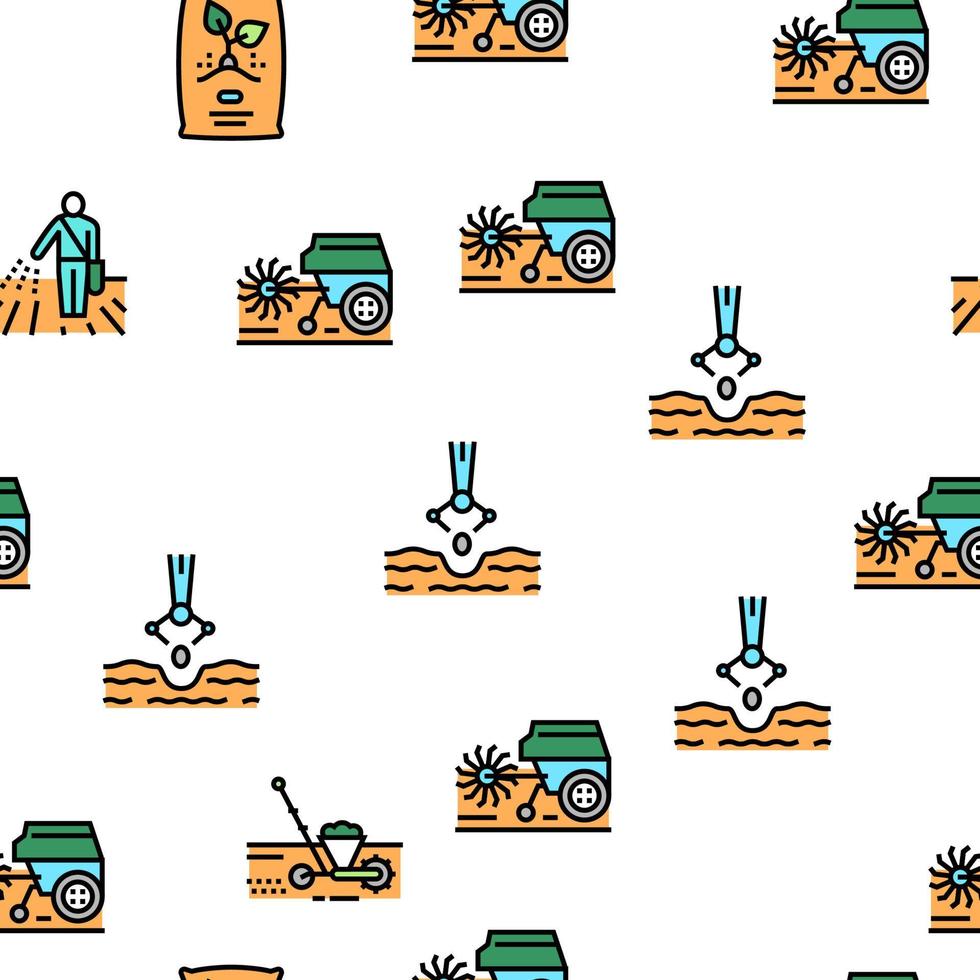 Sowing Agricultural Vector Seamless Pattern