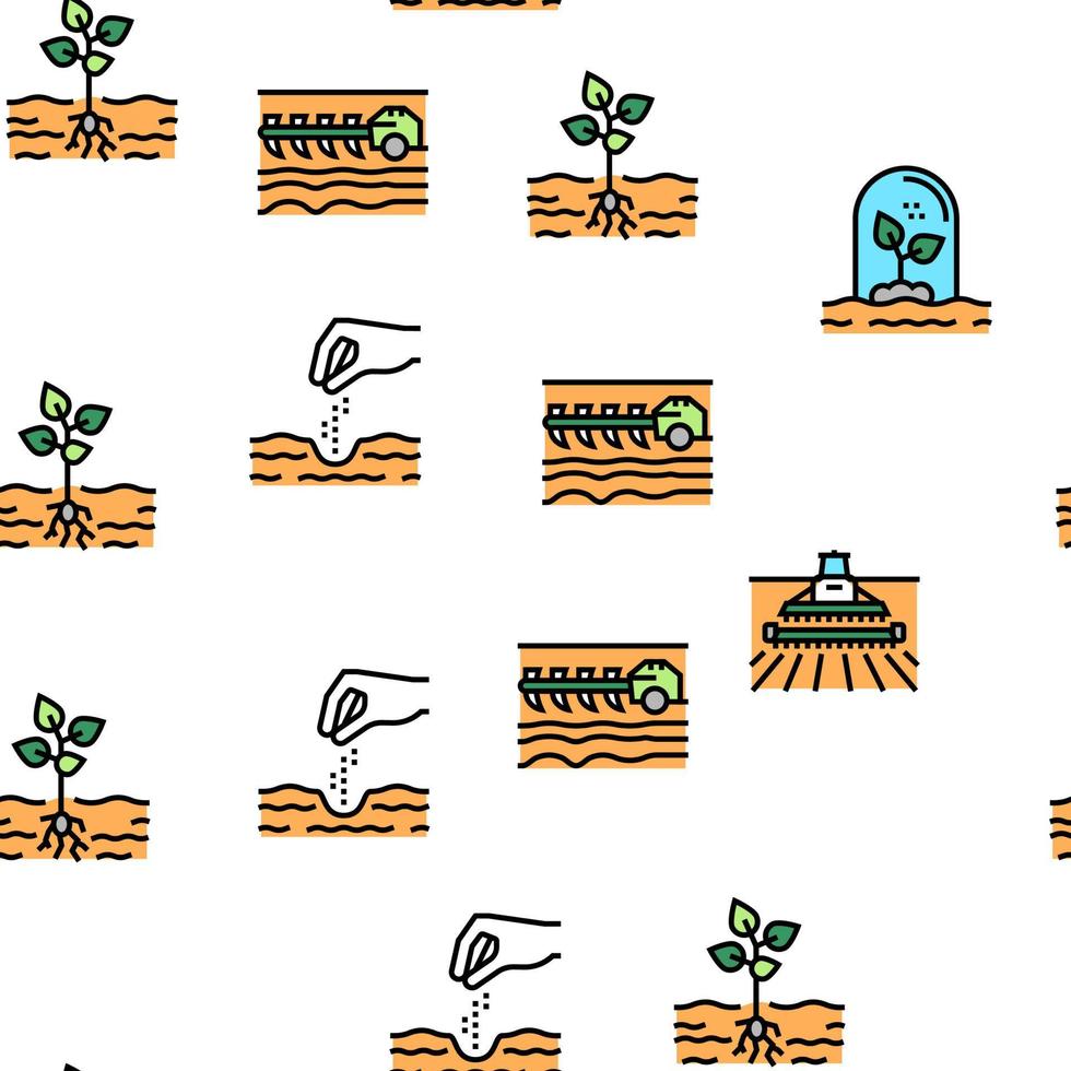 Sowing Agricultural Vector Seamless Pattern