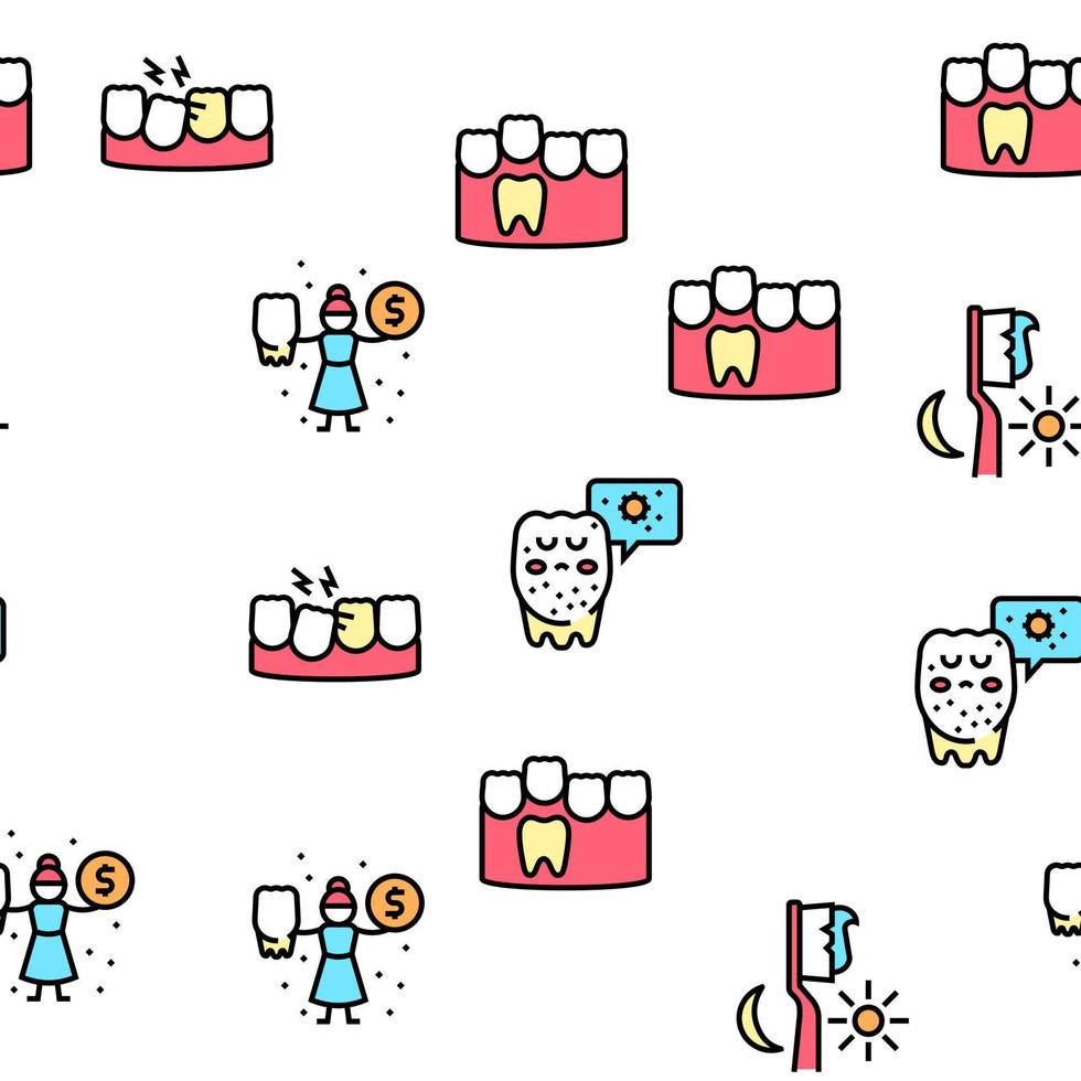 Children Dentist Dental Care Icons Set Vector