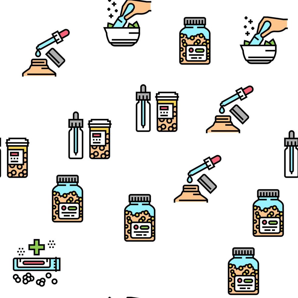 Homeopathy Medicine Collection Icons Set Vector