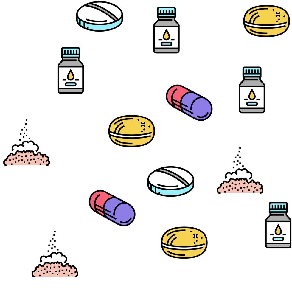 conjunto de iconos de fábrica de producción farmacéutica vector