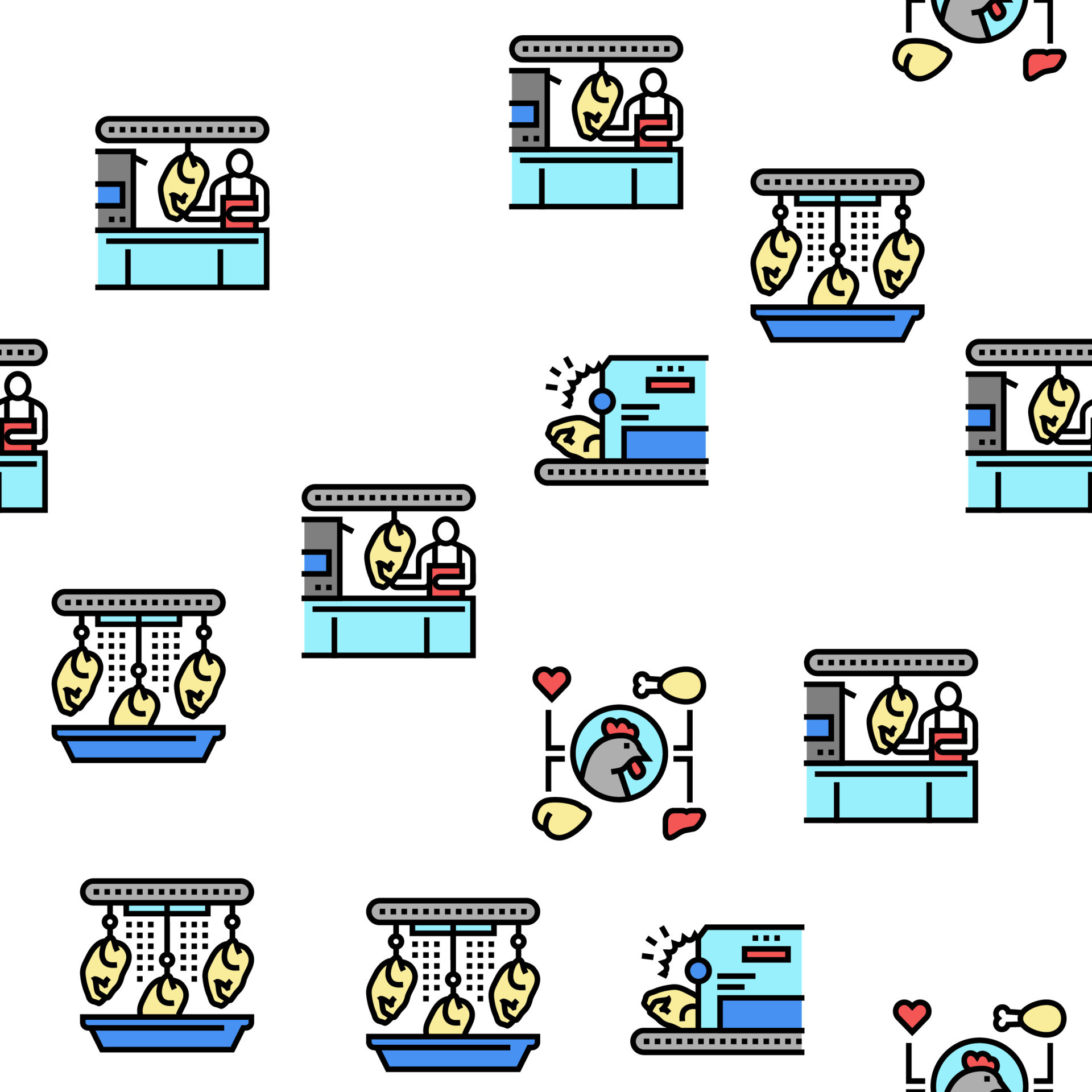 Chicken Meat Factory Vector Seamless Pattern 10143557 Vector Art at
