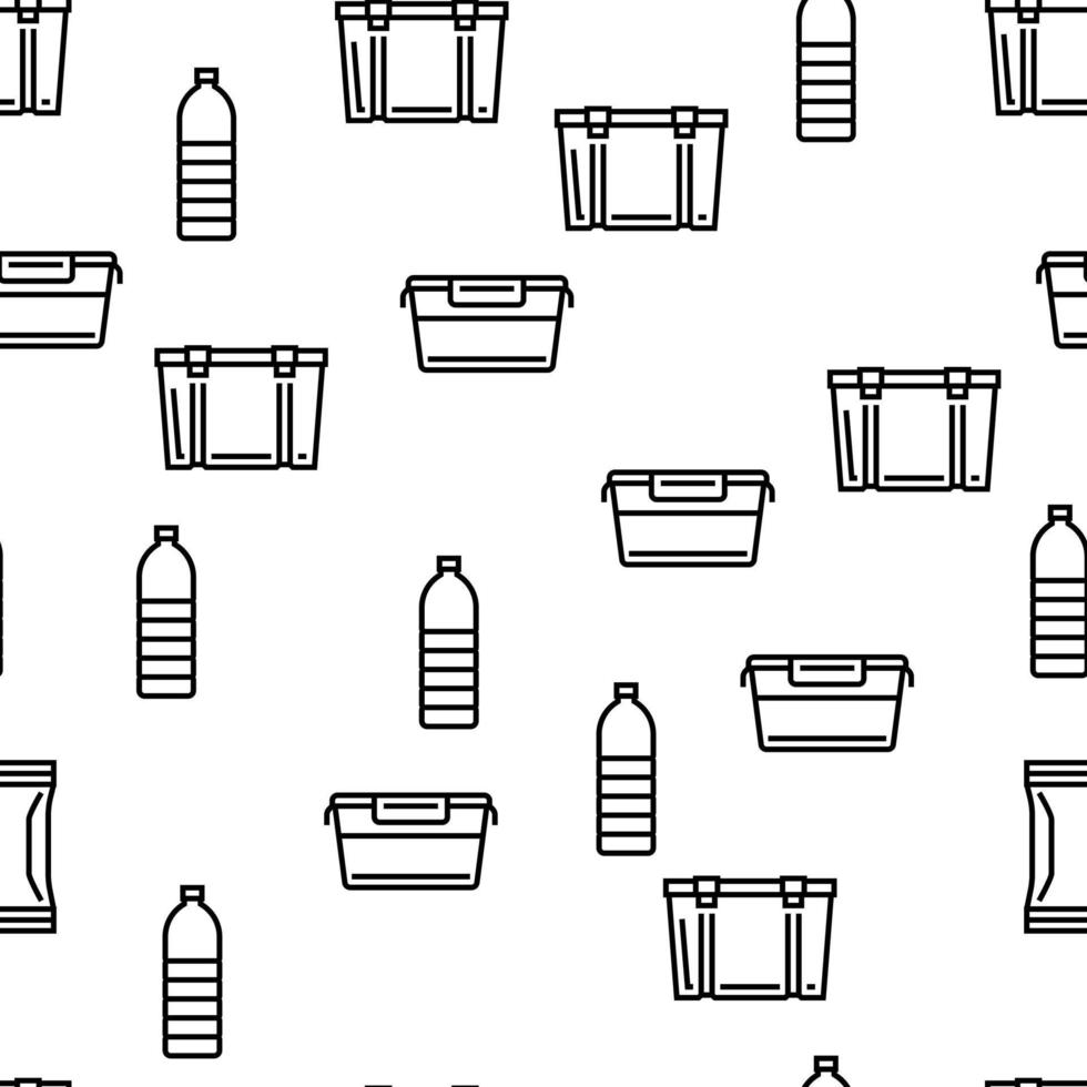 Plastic Accessories And Utensil Vector Seamless Pattern