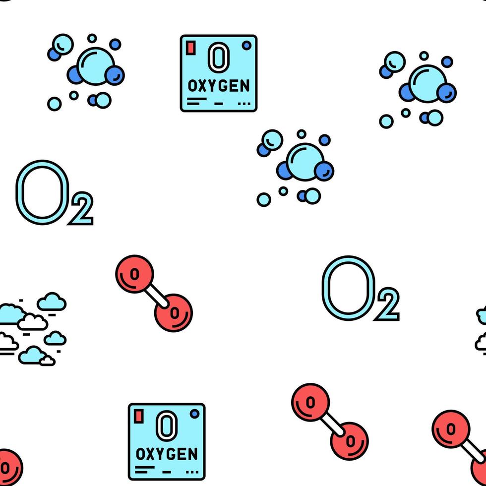 oxígeno o2 vector químico de patrones sin fisuras