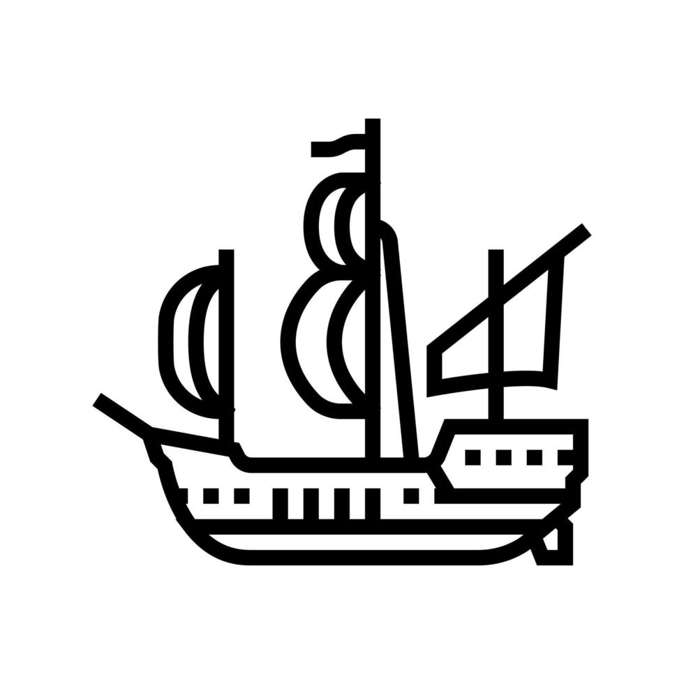 barco línea medieval icono vector ilustración