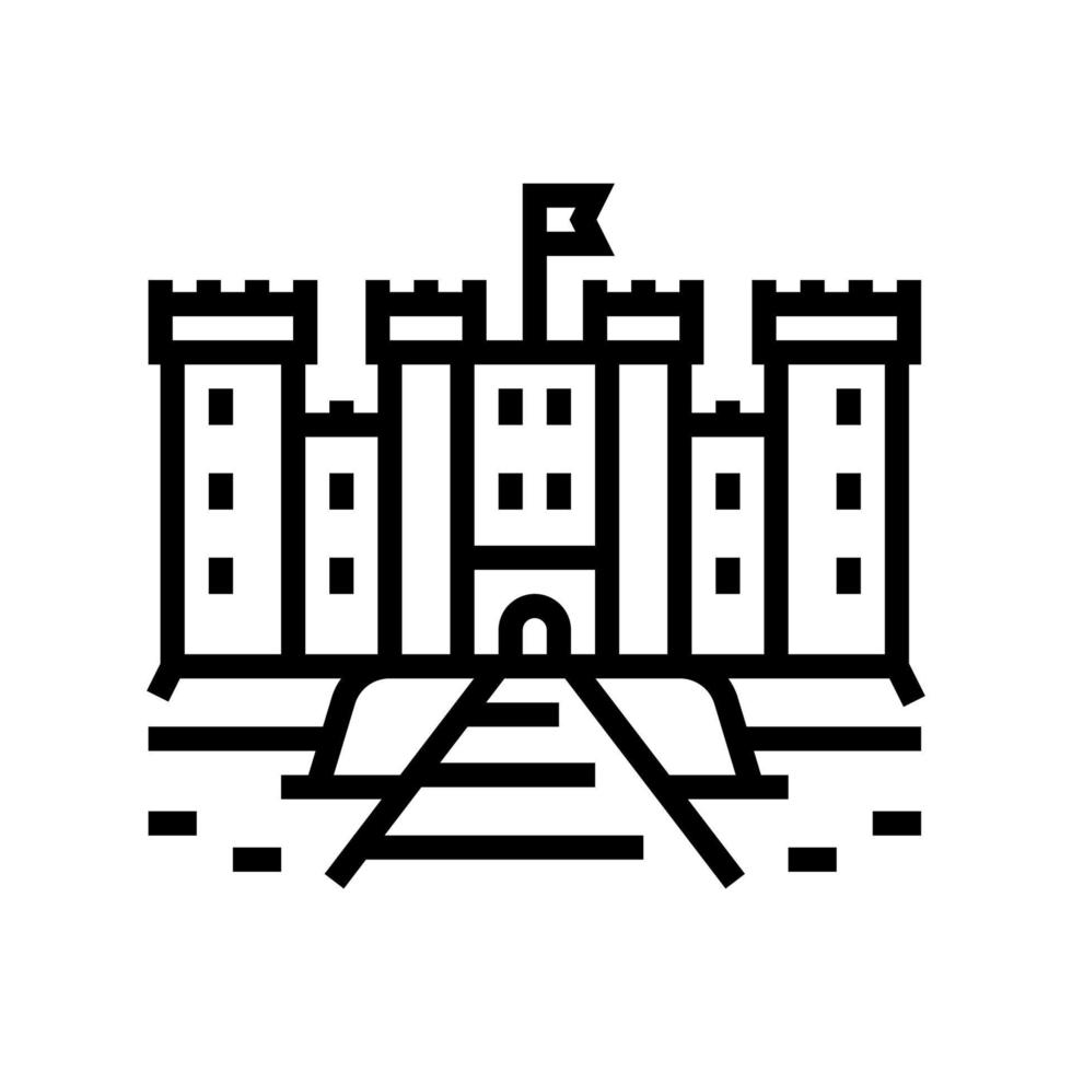 castillo medieval edificio línea icono vector ilustración