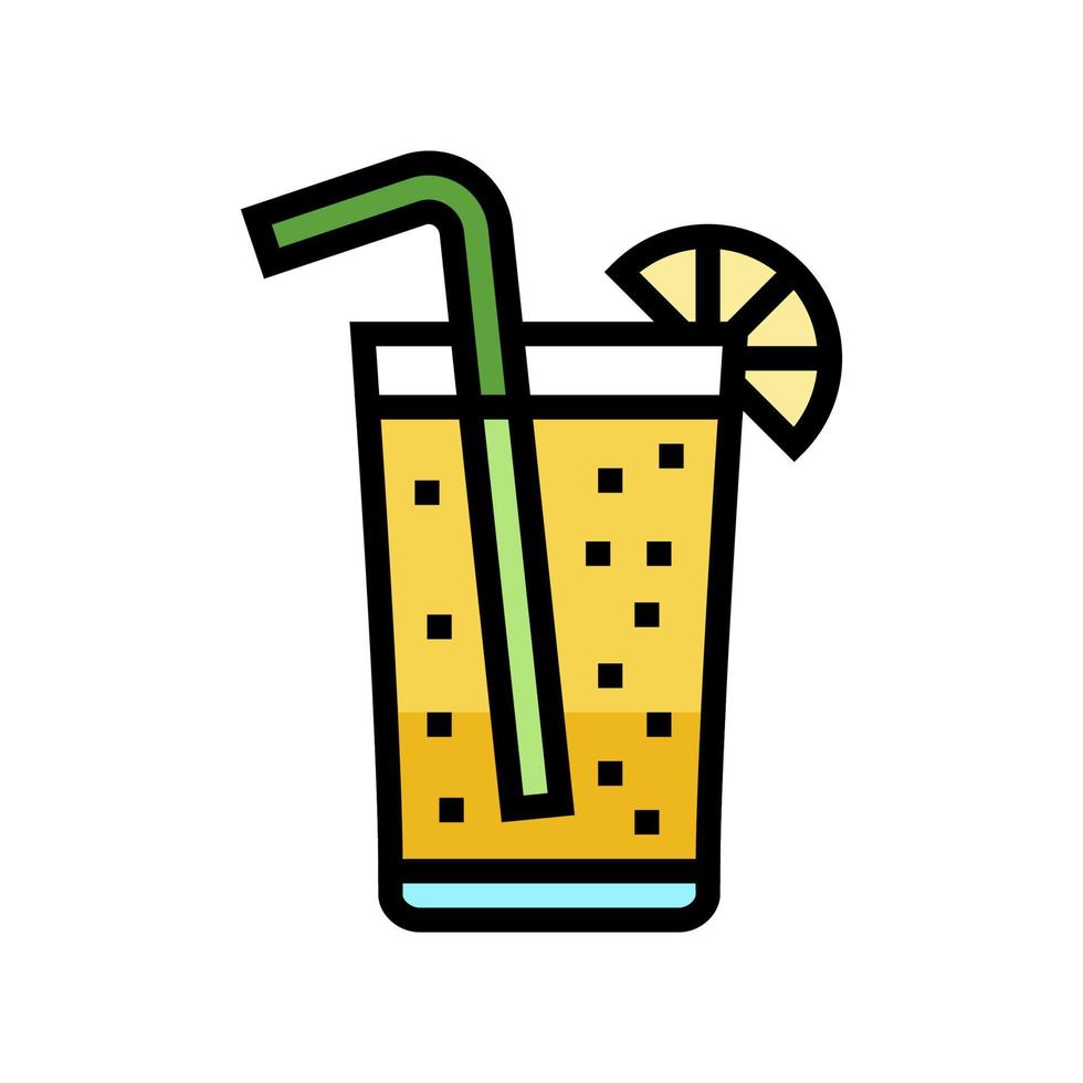 Ilustración de vector de icono de color de bebida de limón de vidrio