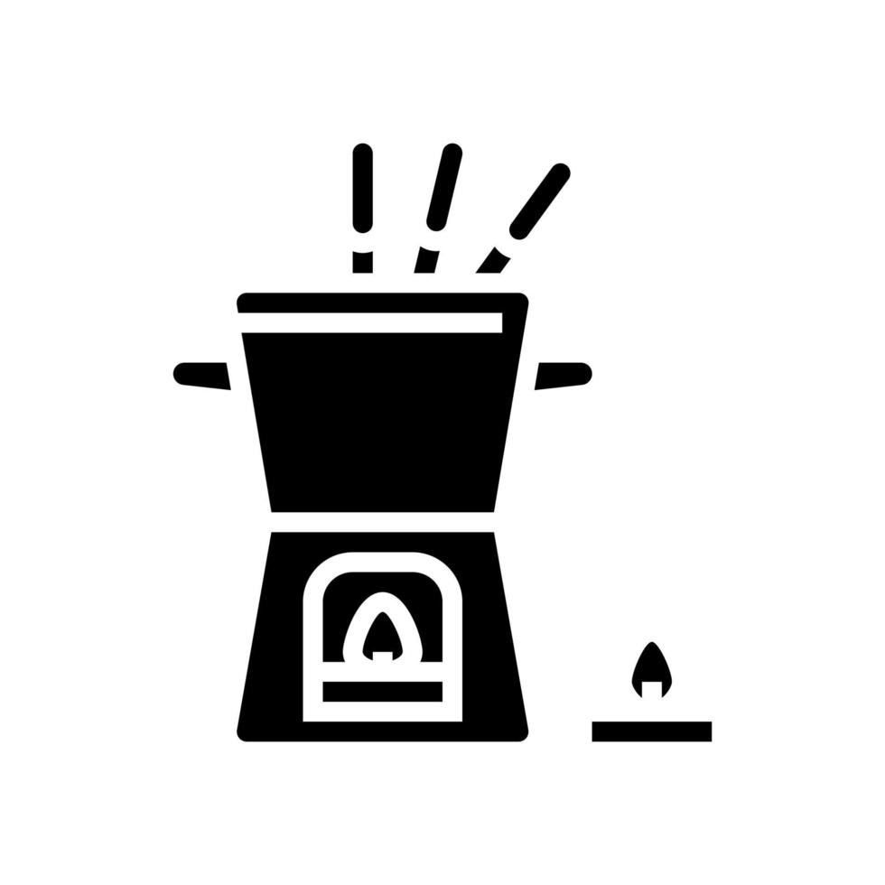 candlelight fondue pot glyph icon vector illustration