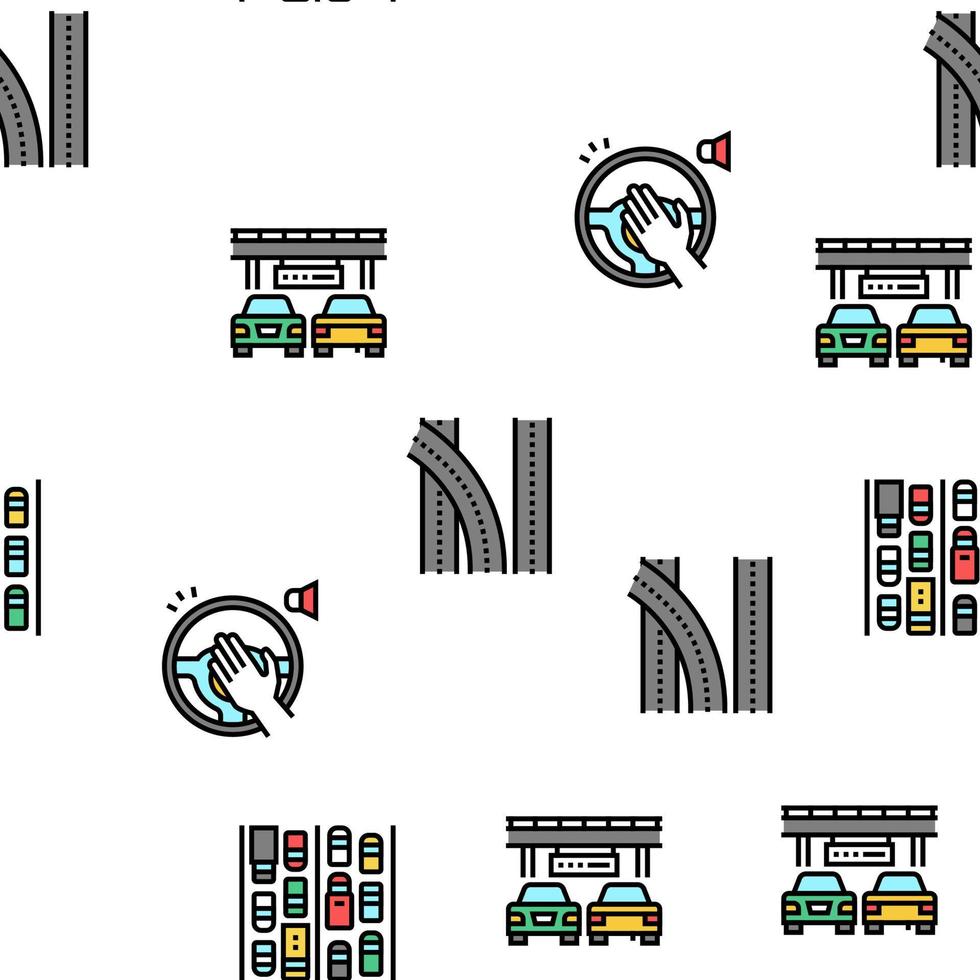 Traffic Jam Transport Vector Seamless Pattern