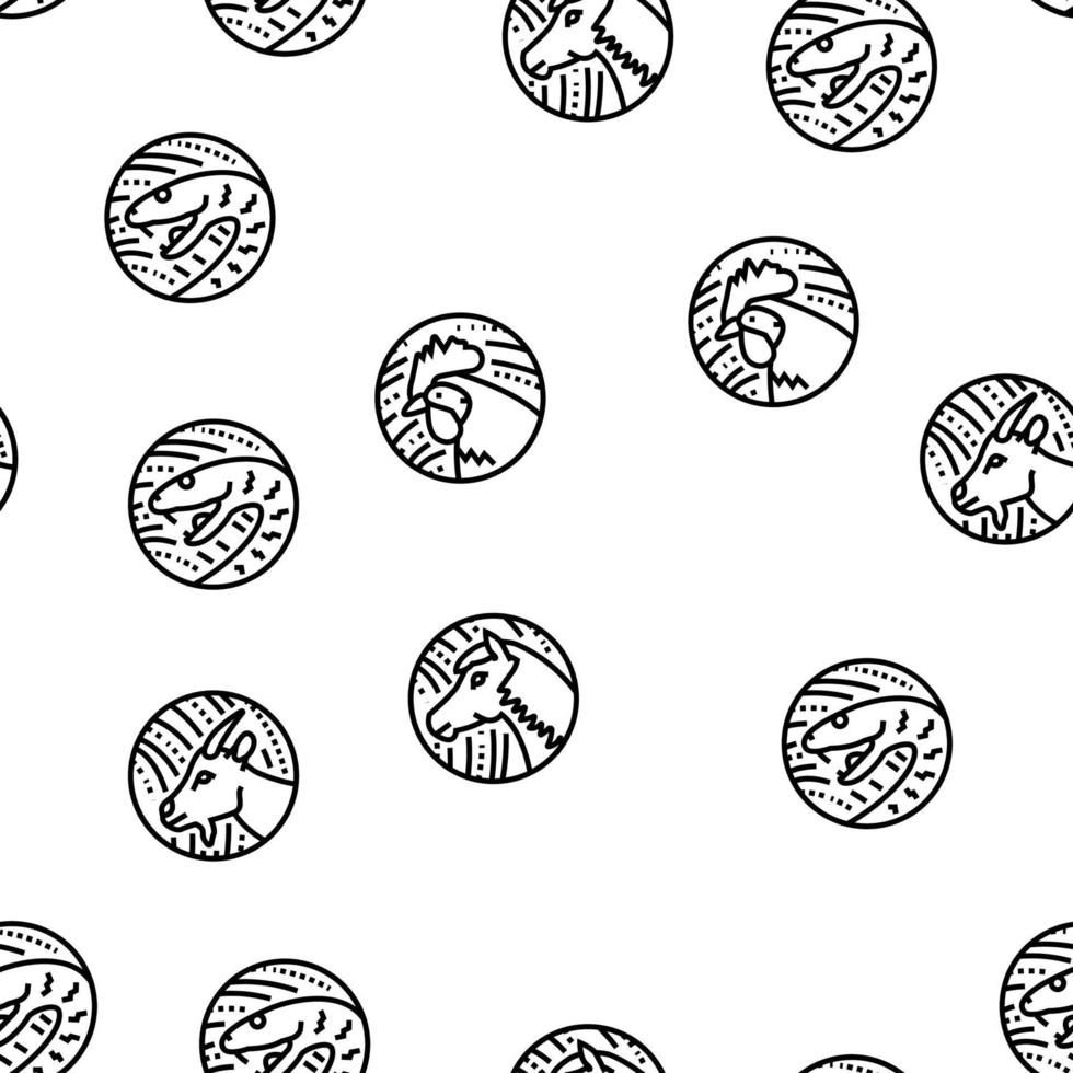 Chinese Horoscope And Accessory Vector Seamless Pattern