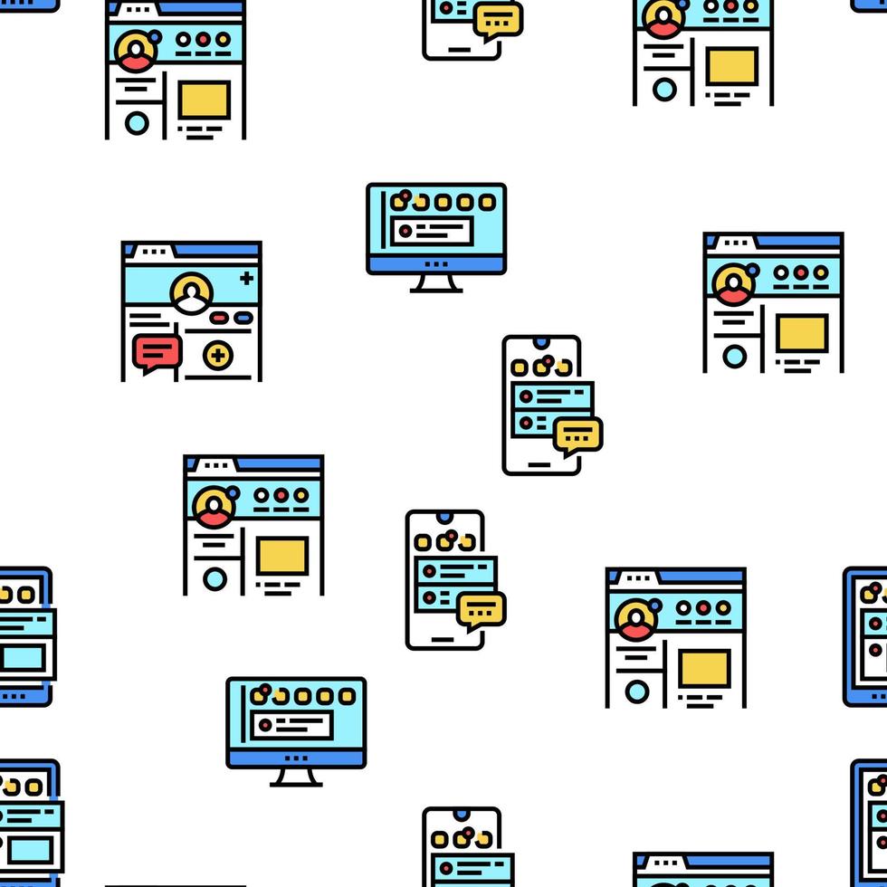 Internet Social Media Vector Seamless Pattern