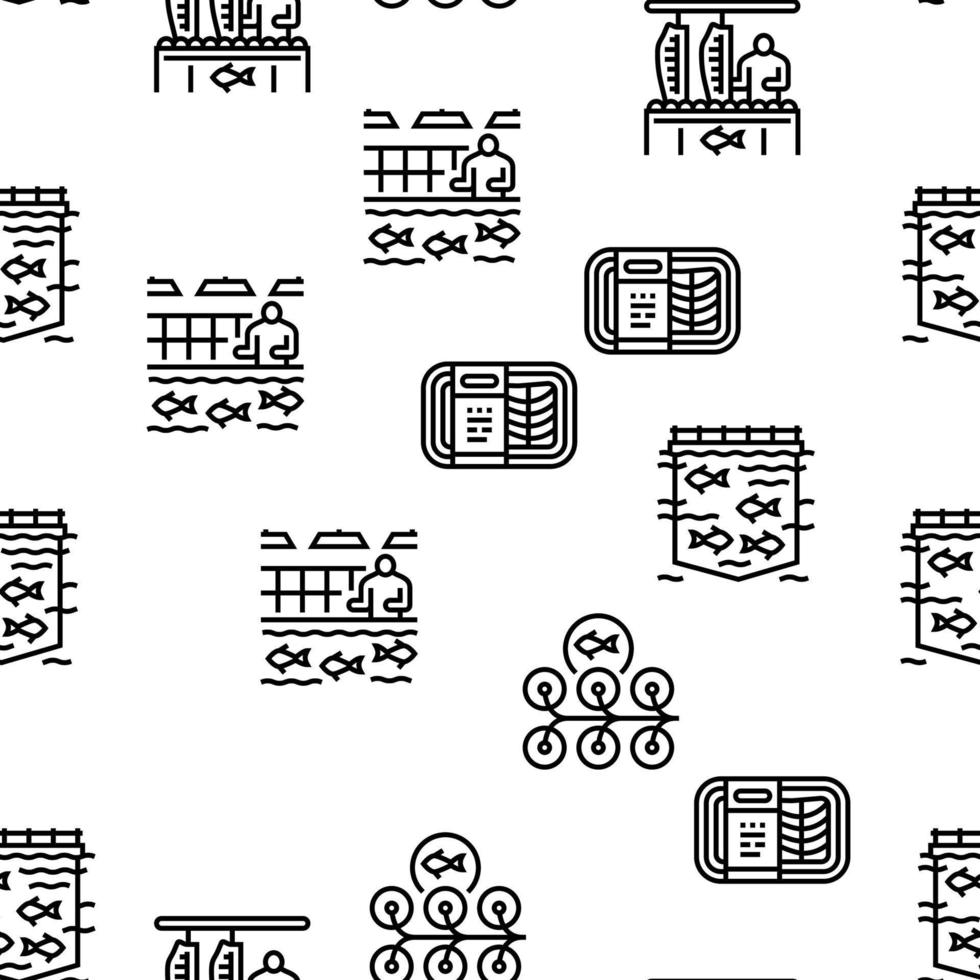 Salmon Fish Delicious Seafood Vector Seamless Pattern