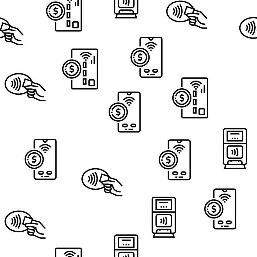 Contactless System Technology Vector Seamless Pattern