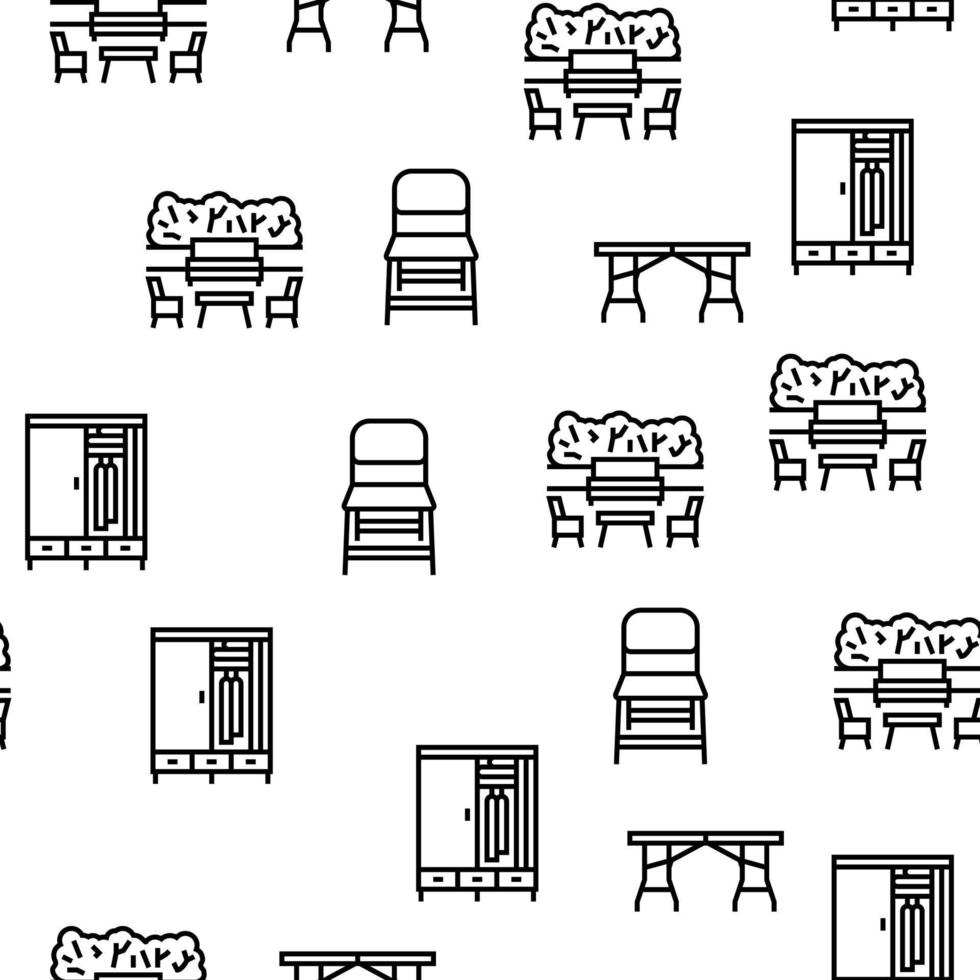 Furniture For Home And Backyard Vector Seamless Pattern