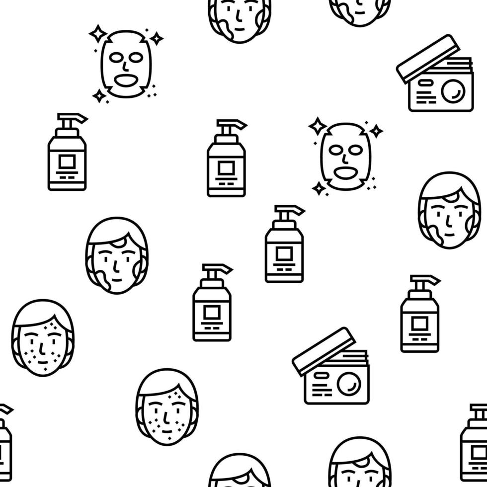 Facial Skin Care Treat Vector Seamless Pattern