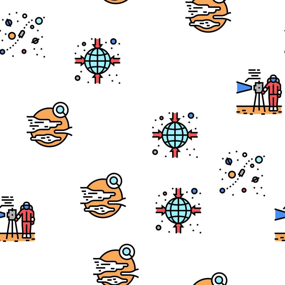 Space Base New Home Vector Seamless Pattern