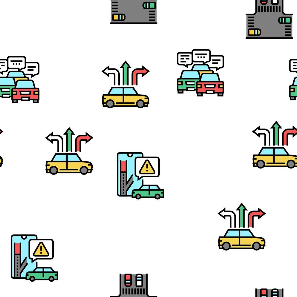 Traffic Jam Transport Vector Seamless Pattern