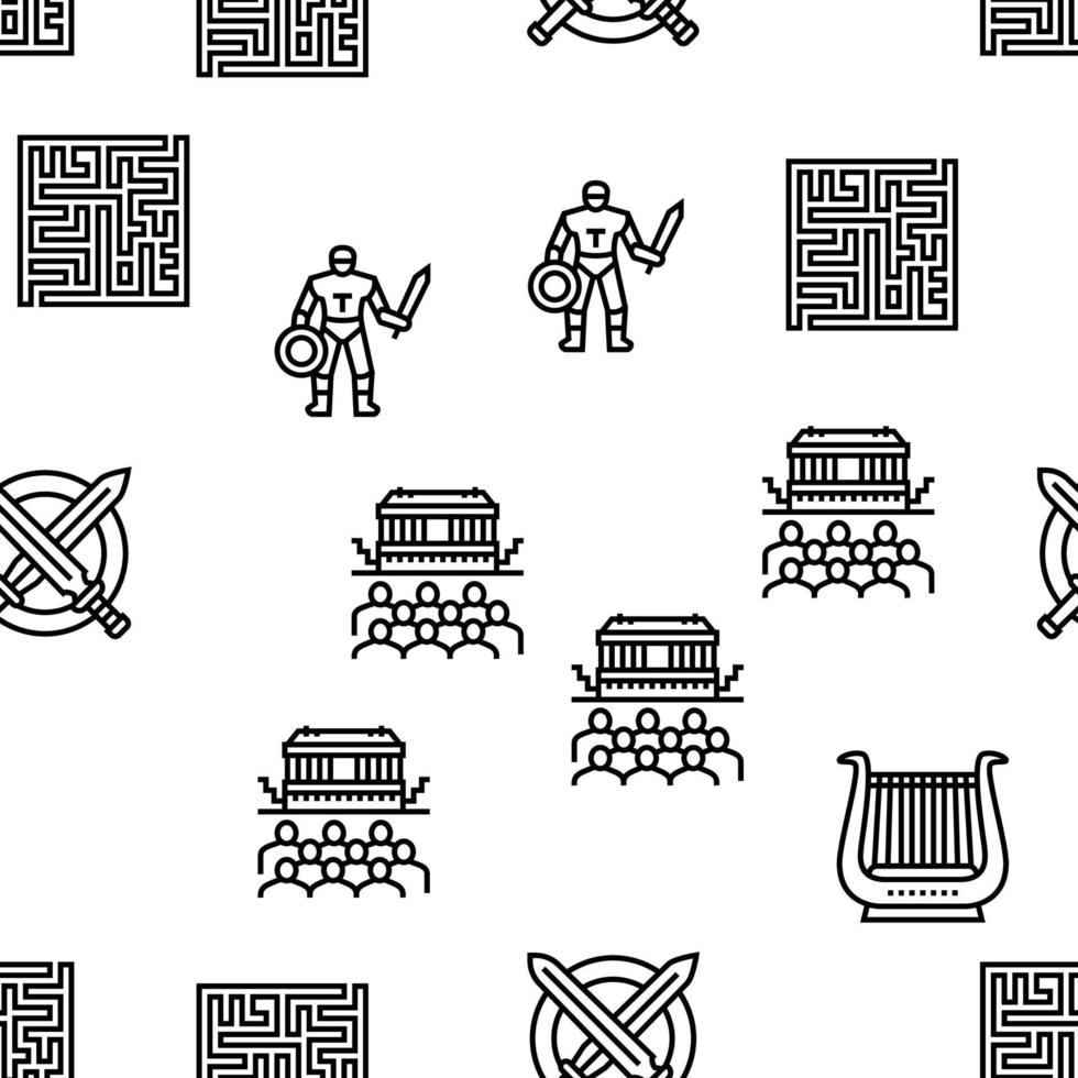 Ancient Greece Mythology History Vector Seamless Pattern