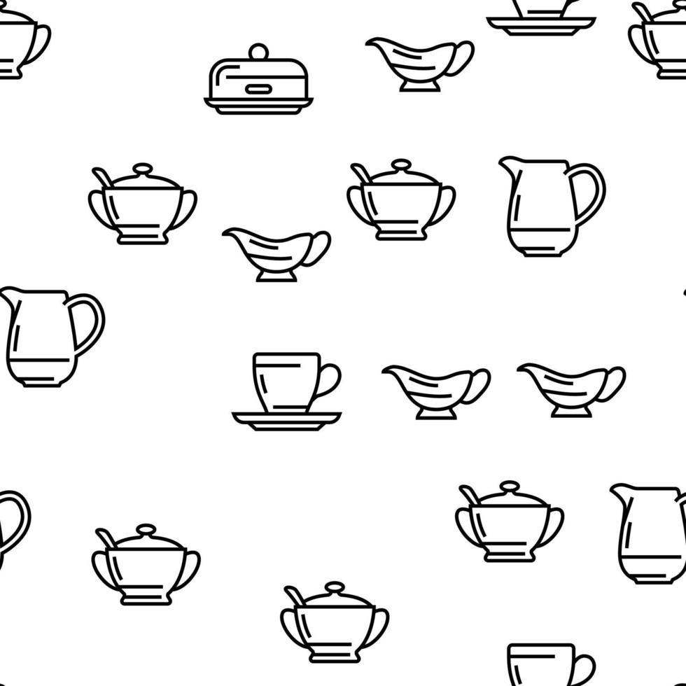 Tableware For Banquet Or Dinner Vector Seamless Pattern