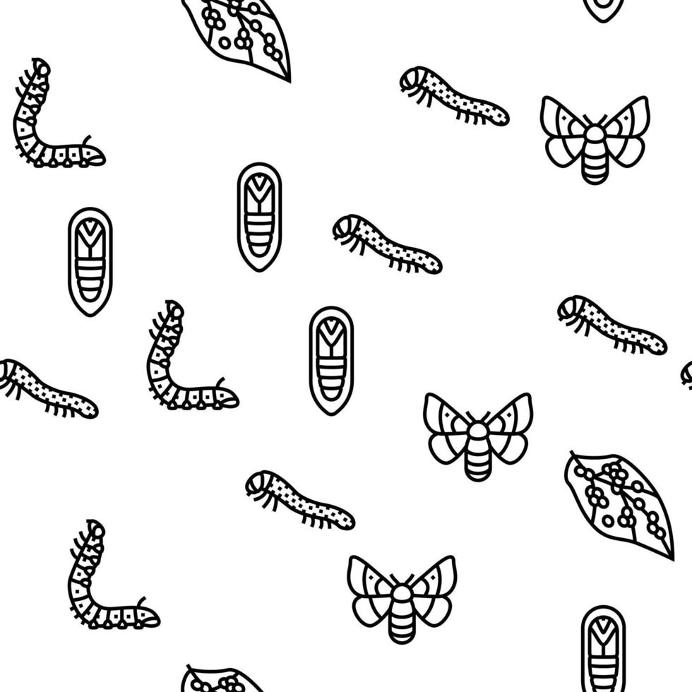Sericulture Production Business Vector Seamless Pattern