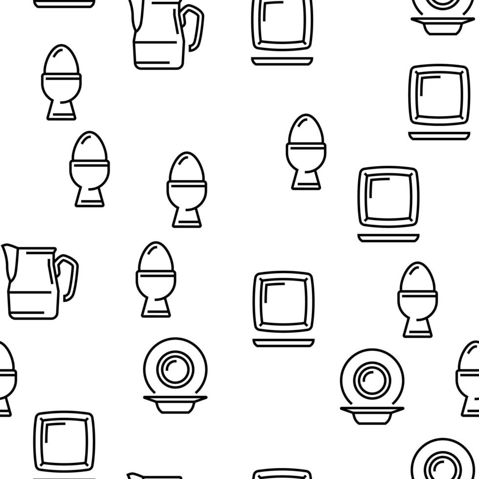 Tableware For Banquet Or Dinner Vector Seamless Pattern