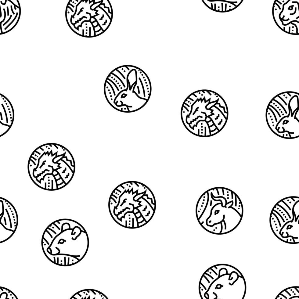 Chinese Horoscope And Accessory Vector Seamless Pattern