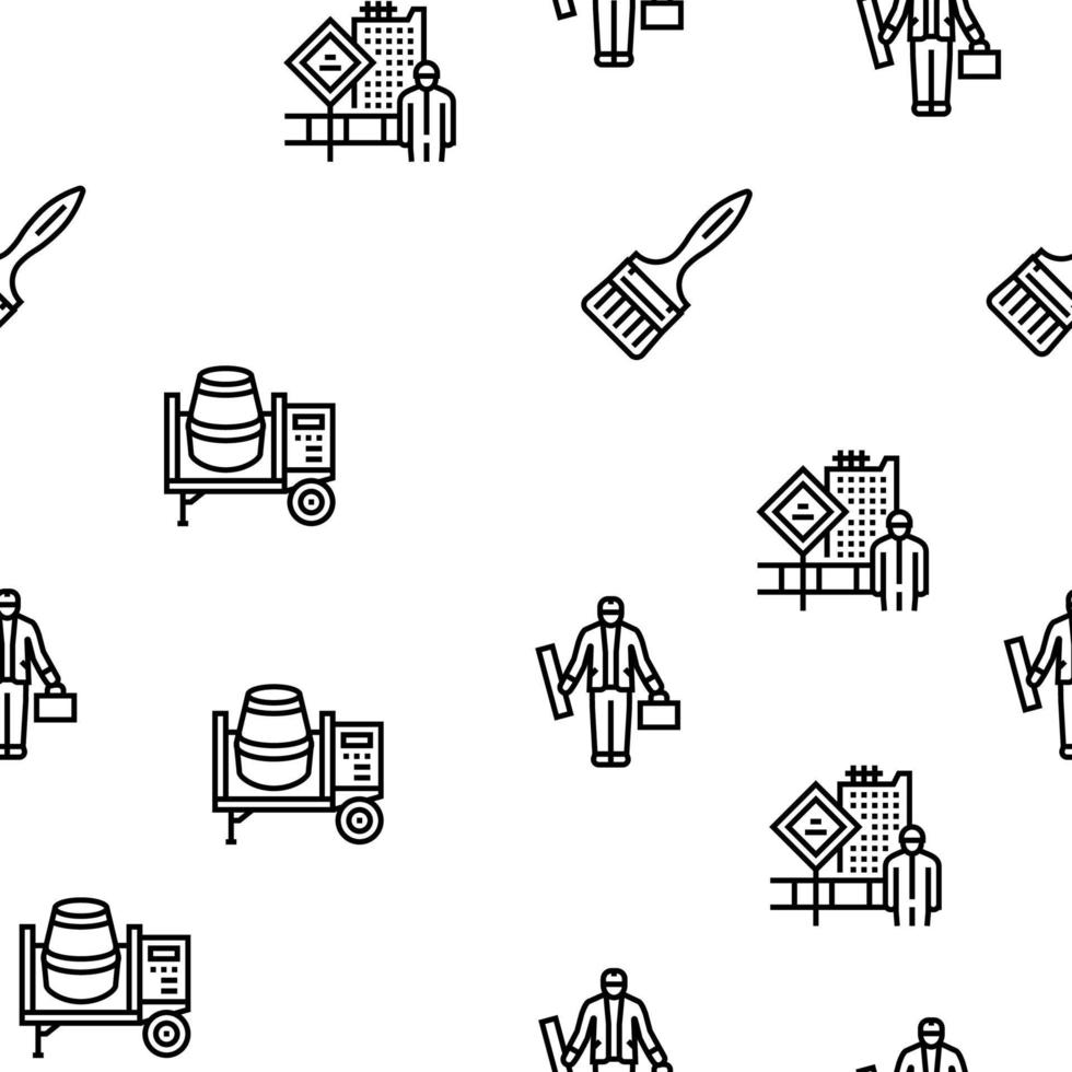 Construction Building And Repair Vector Seamless Pattern