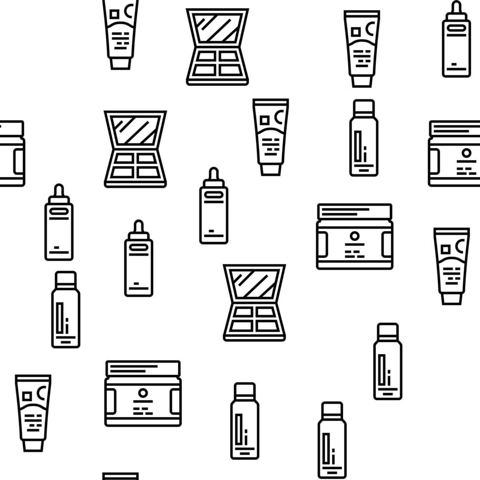 Cosmetics For Visage Skin Treat Vector Seamless Pattern