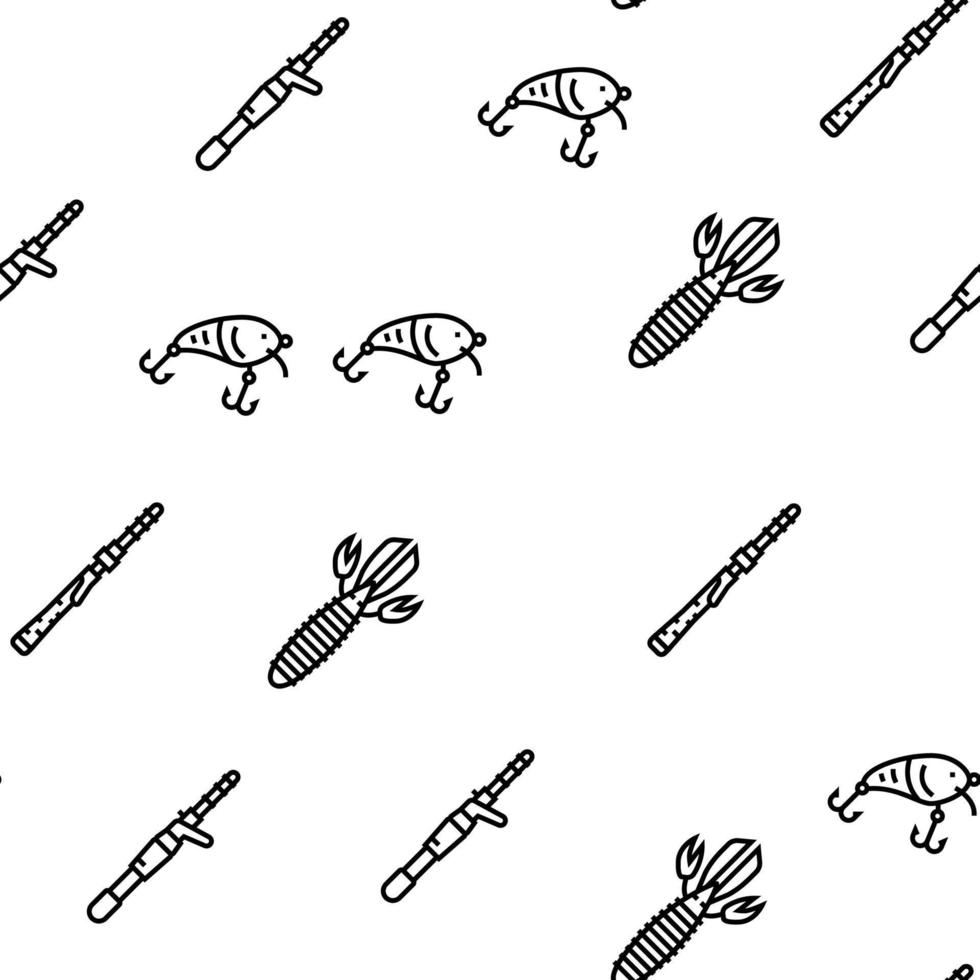 Fishing Shop Products Vector Seamless Pattern