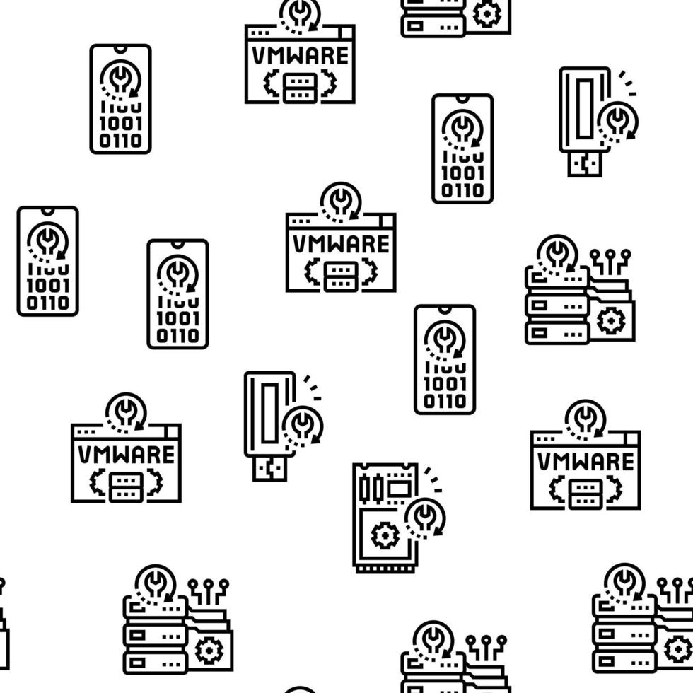 Data Recovery Computer Processing Vector Seamless Pattern