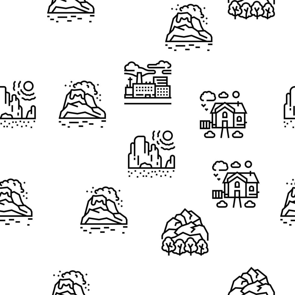 Land Scape Nature Vector Seamless Pattern