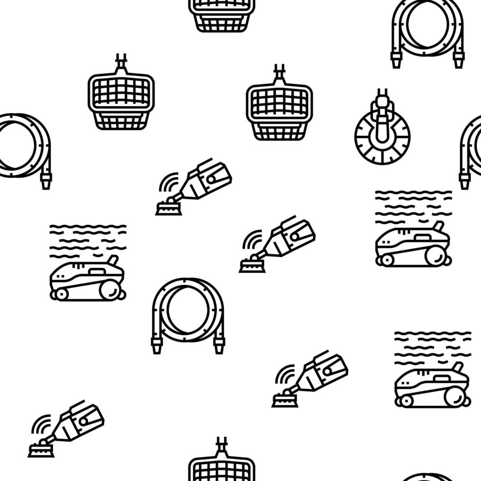 Pool Cleaning Service Vector Seamless Pattern