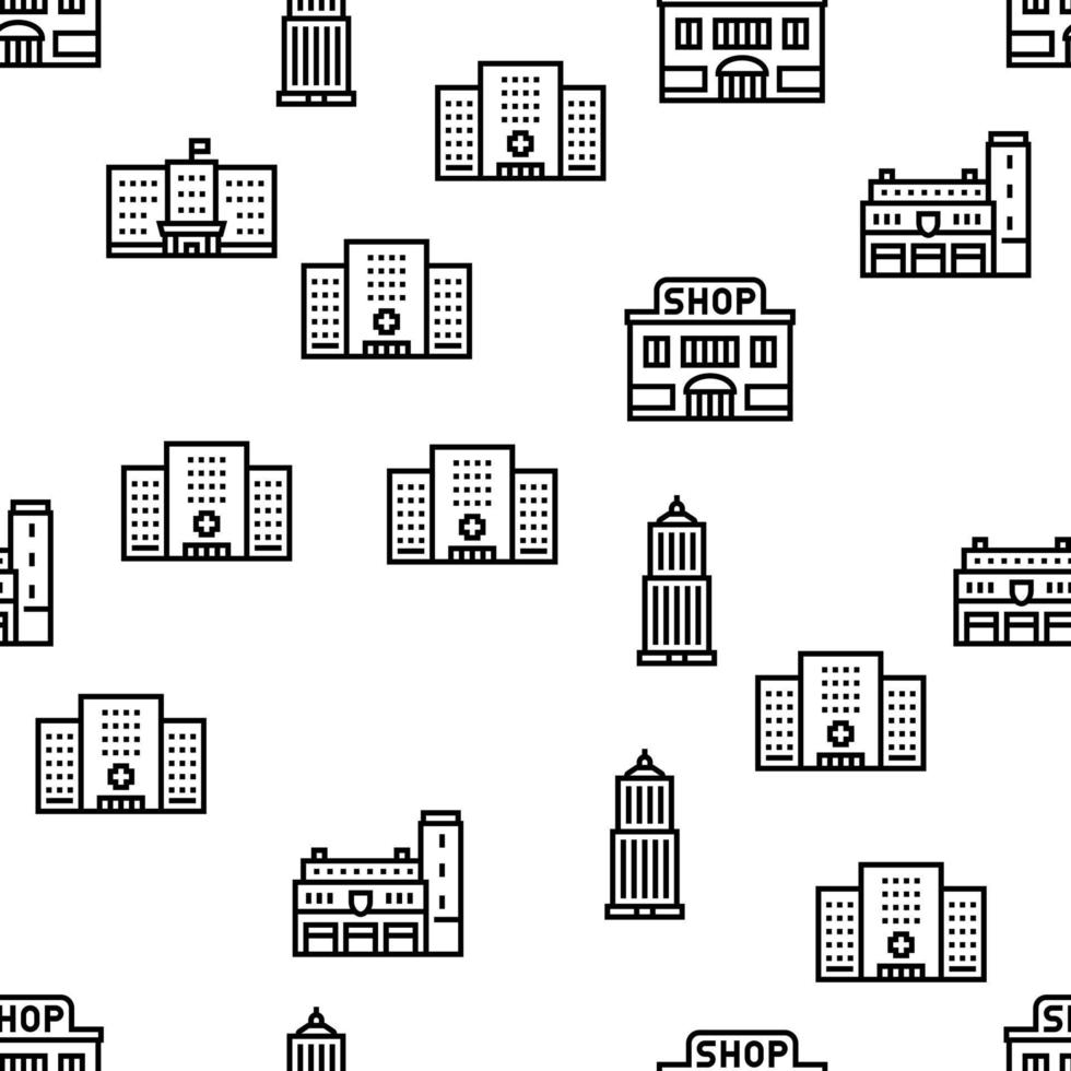 Building Architecture Vector Seamless Pattern