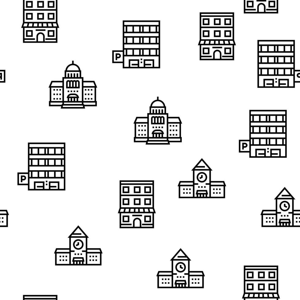 Building Architecture Vector Seamless Pattern