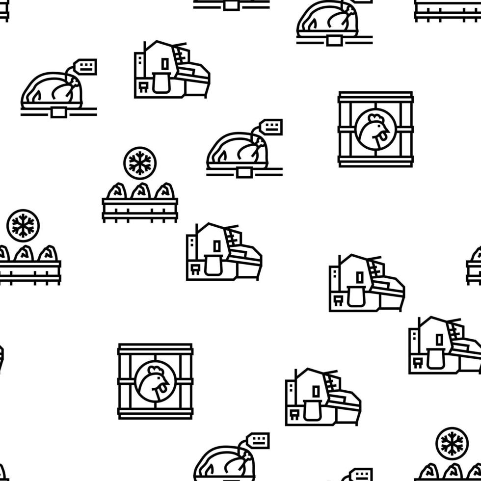 Chicken Meat Factory Vector Seamless Pattern