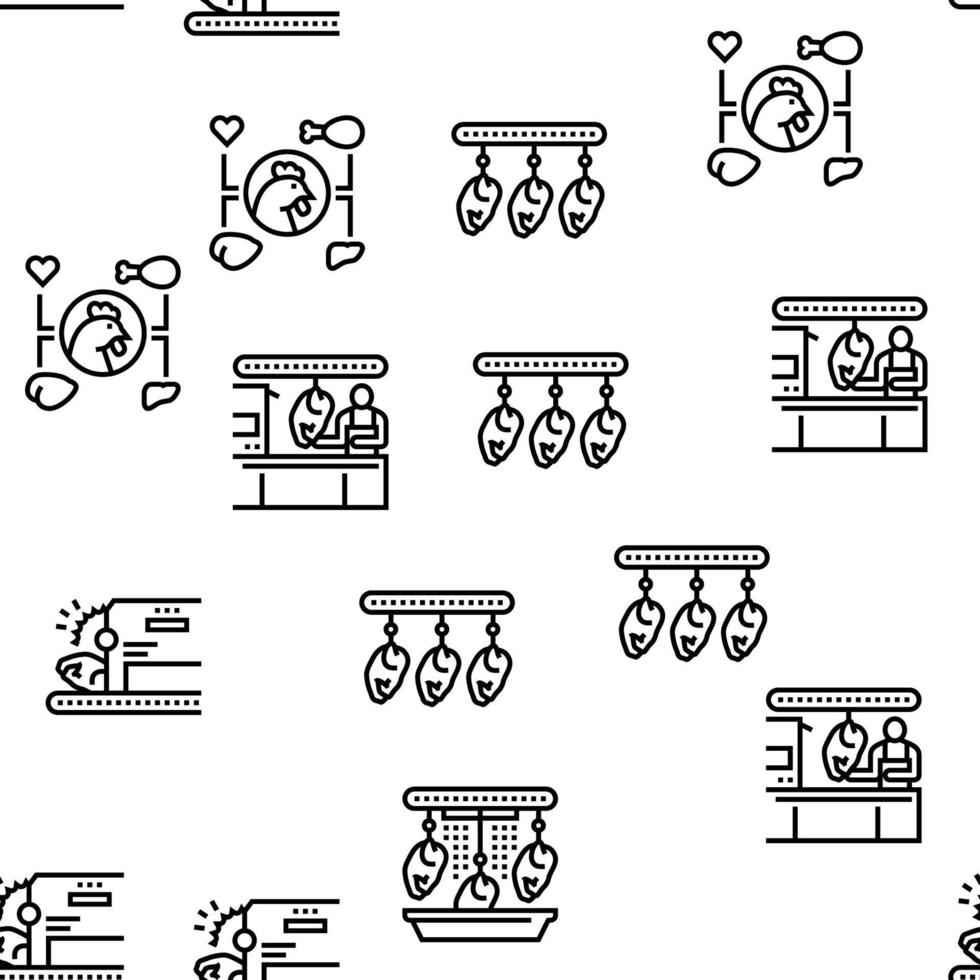 Chicken Meat Factory Vector Seamless Pattern