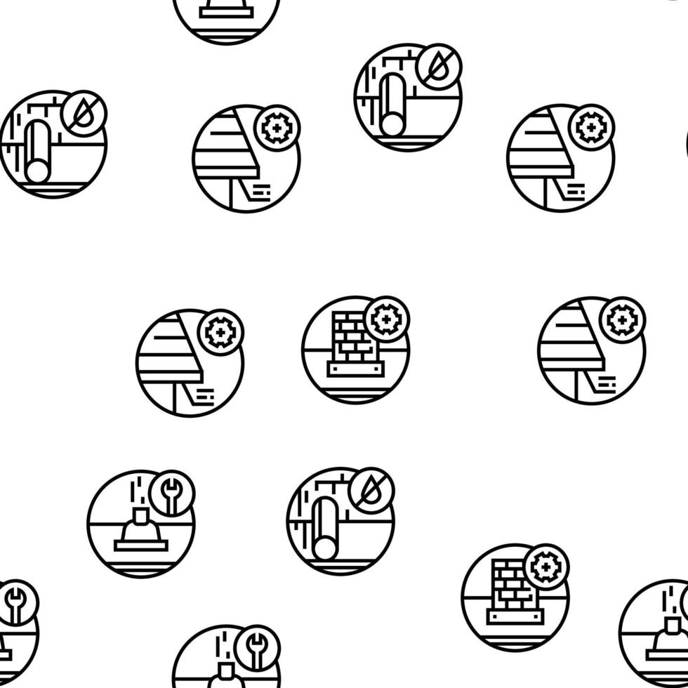 Roof Replacement Job Vector Seamless Pattern