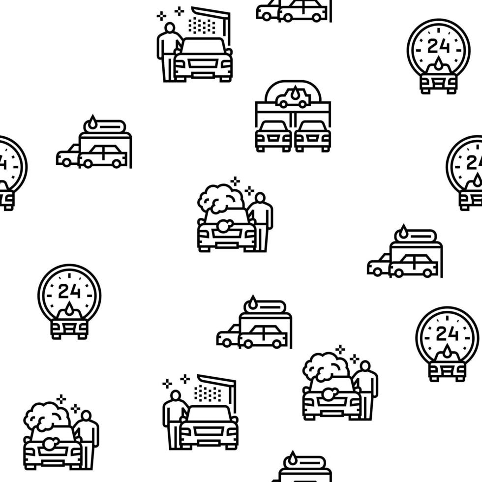 Self Service Car Wash Vector Seamless Pattern