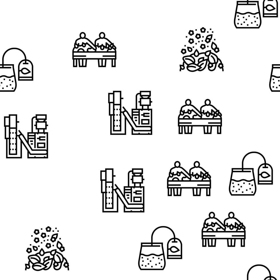 Tea Drink Production Vector Seamless Pattern