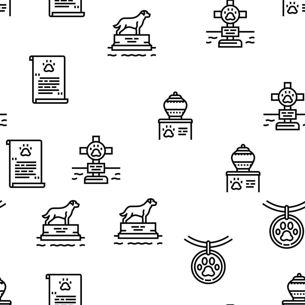 Pet Funeral Cemetery Vector Seamless Pattern