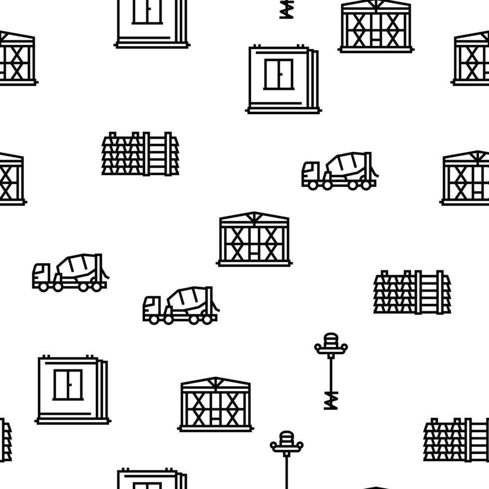 Concrete Production Vector Seamless Pattern