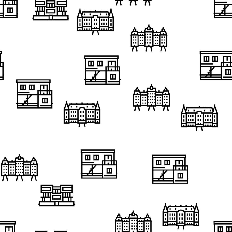 House Constructions Vector Seamless Pattern