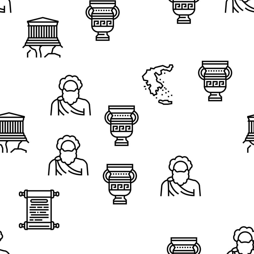 Ancient Greece Mythology History Vector Seamless Pattern