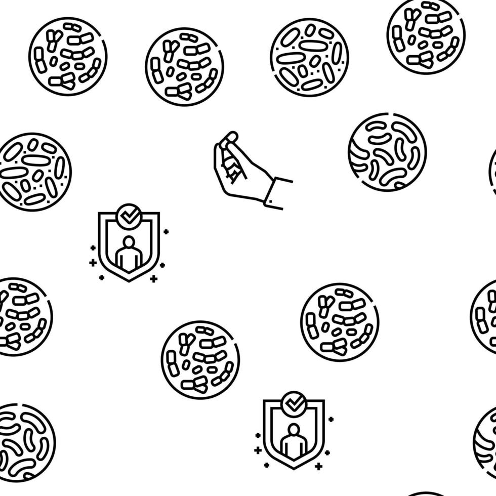 Probiotics Bacterium Vector Seamless Pattern